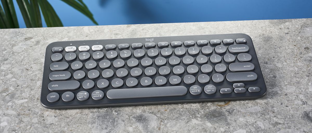 Photograph of the Logitech Pebble Keys 2 wireless keyboard