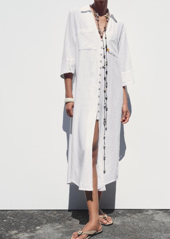 Image of white linen dress