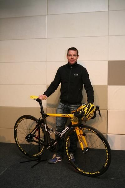 Cadel Evans at the post-celebration press conference