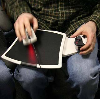 The FragFX comes with a mouse pad that sits on the player's lap.