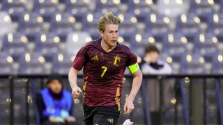 Kevin De Bruyne of Belgium controls the ball ahead of the Belgium vs Slovakia Euro 2024 match