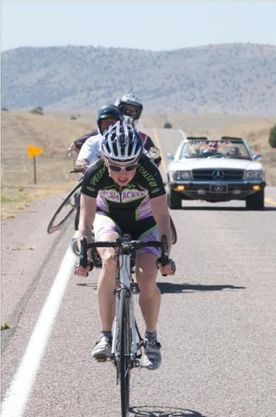 Hilary Billington in the break at the Tour of the Gila.