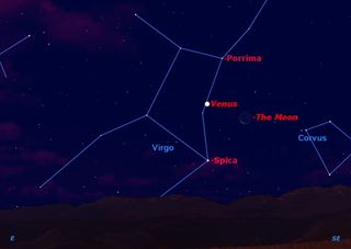 Moon, Venus and Spica November 2012 Sky Map