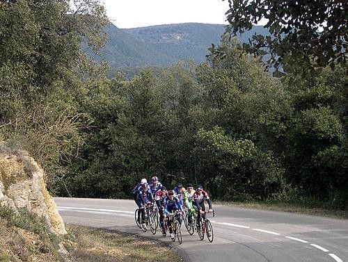 The riders hang a left