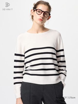 Uniqlo, 3D Knit Cotton Sweater Striped