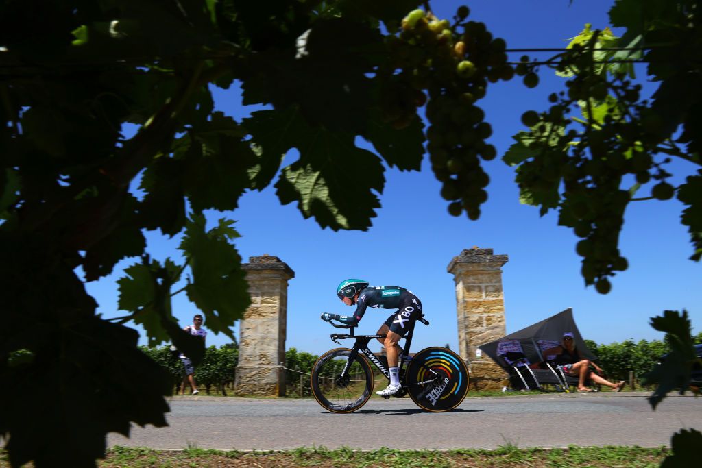 SAINTEMILION FRANCE JULY 17 Ide Schelling of The Netherlands and Team BORA Hansgrohe during the 108th Tour de France 2021 Stage 20 a 308km Individual Time Trial Stage from Libourne to SaintEmilion 75m Vineyards Public Fans ITT LeTour TDF2021 on July 17 2021 in SaintEmilion France Photo by Tim de WaeleGetty Images