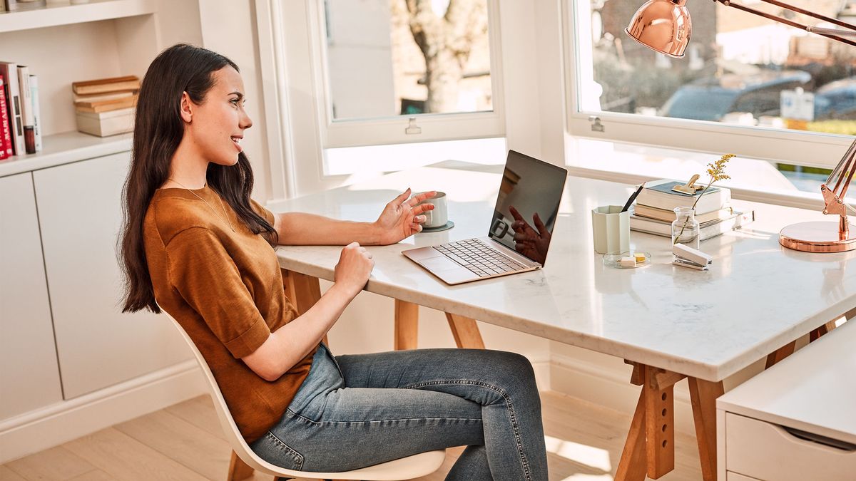 woman using microsoft office on PC