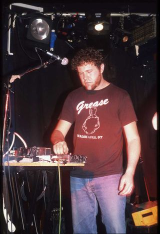 Jeremy Ward on stage with Mars Volta, London, United Kingdom, 2001.