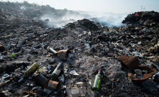 Glass waste abandoned across the island