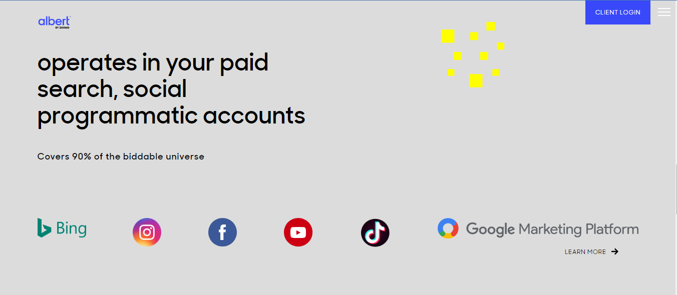 Website screenshot for Albert.ai