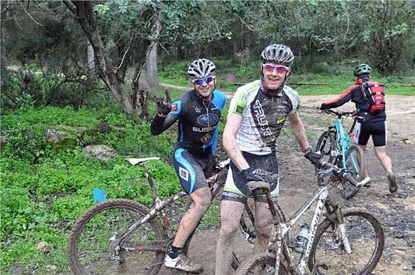 Dror Pekatch and Gody Jacobs look a little muddy after their first race of 2010.
