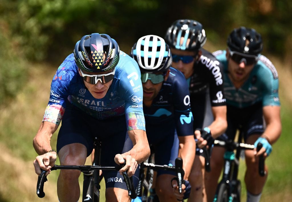 IsraelPremier Tech teams Canadian rider Michael Woods leads a breakaway during the 17th stage of the 109th edition of the Tour de France cycling race 1297 km between SaintGaudens and Peyragudes in southwestern France on July 20 2022 Photo by Marco BERTORELLO AFP Photo by MARCO BERTORELLOAFP via Getty Images
