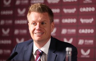 BIRMINGHAM, ENGLAND - NOVEMBER 04: Johan Lange Sporting Director of Aston Villa pictured during an Aston Villa Press Conference at Villa Park on November 04, 2022 in Birmingham, England. (Photo by Aston Villa/Aston Villa FC via Getty Images) Tottenham