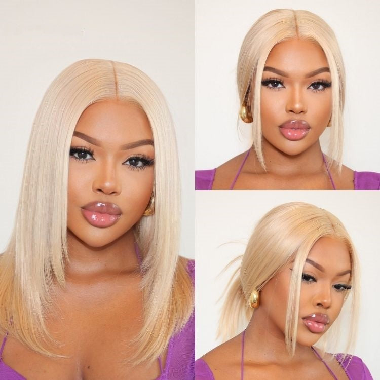 Blonde 613 Layered Cut Glueless 5x5 Closure Hd Lace Wig 100% Virgin Human Hair