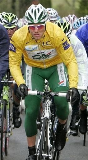 Riding in the pack: Thor Hushovd (Cr&eacute;dit Agricole) on stage one.