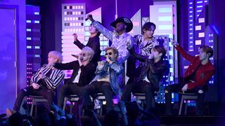 los angeles, california january 26 top lil nas x c performs with jin, v, suga, jimin, rm, j hope and jungkook of bts onstage during the 62nd annual grammy awards at staples center on january 26, 2020 in los angeles, california photo by kevork djanseziangetty images