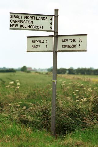 Signpost for New York Lincolnshire UK