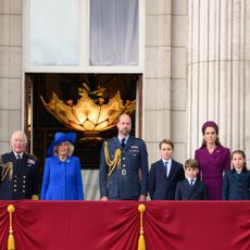 Prince William, King Charles, Queen Camilla and members of the Royal Family on the balcony at Buckingham Palace