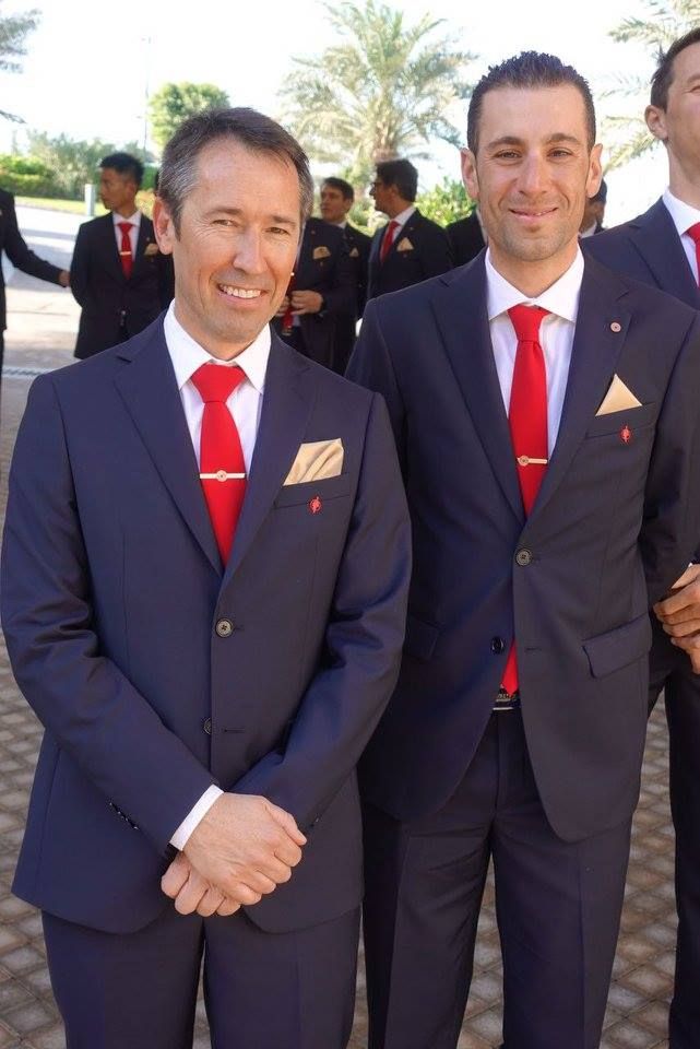 General manager Brent Copeland alongside Vincenzo Nibali at the team presentation