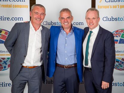 ClubstoHire Brand Ambassador Paul McGinley with principal investor Gerry McKernan (left) and CEO Tony Judge (right)