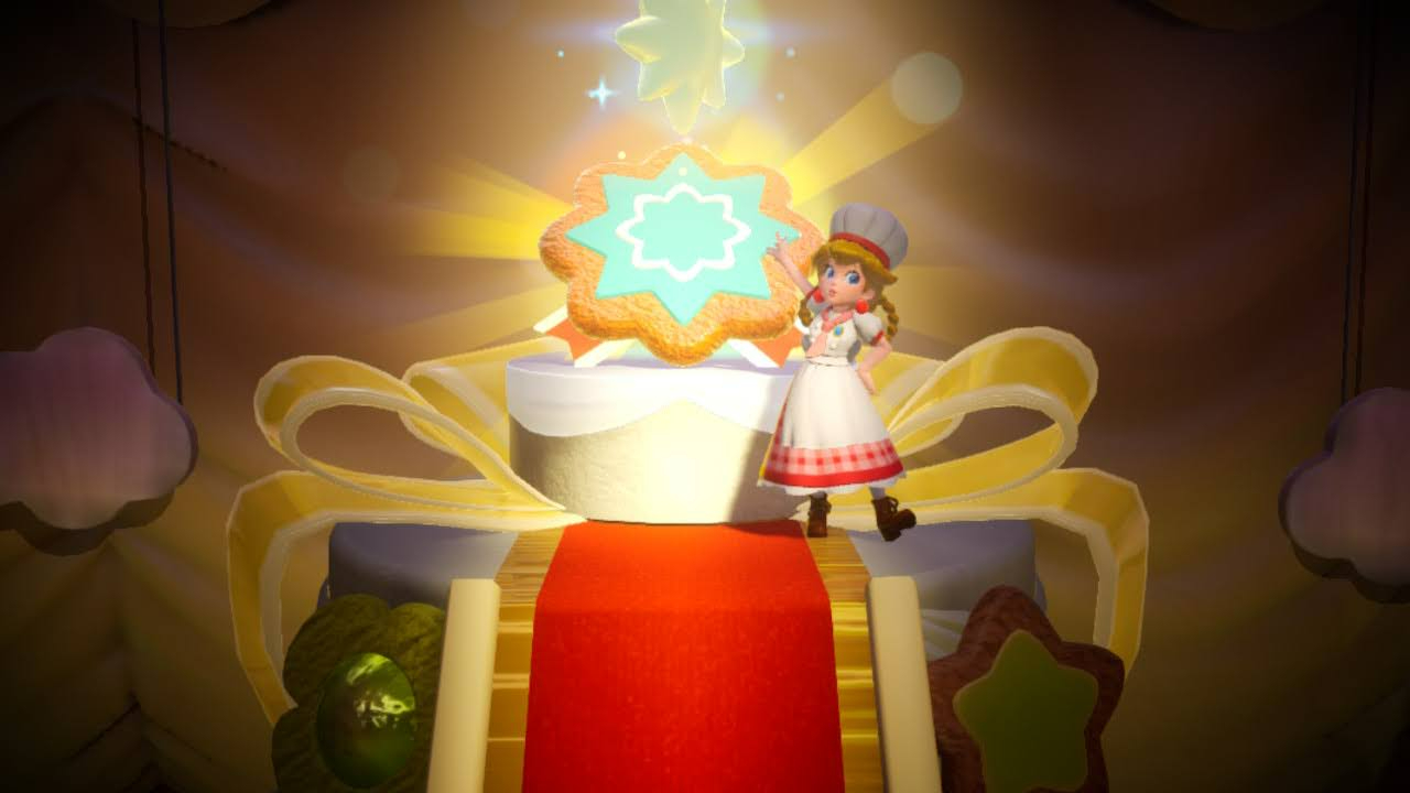 Princess Peach: Showtime! screenshot showing Patissier Peach with a large cookie