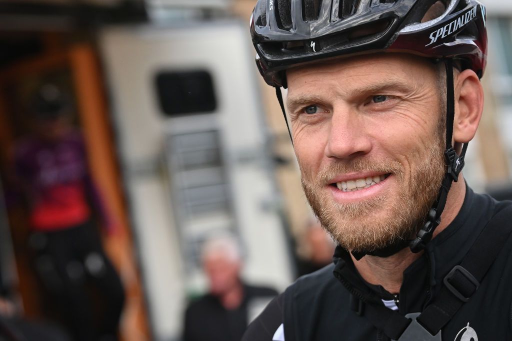 Dutch Former cyclist Lars Boom pictured during preparations ahead of the 118th edition of the ParisRoubaix one day cycling race from Compiegne near Paris to Roubaix Wednesday 29 September 2021 Due to the ongoing corona virus pandemic the 2020 edition was cancelled and the 2021 edition was postponed from spring to autumn For the first time there will be a womens race ParisRoubaix as well BELGA PHOTO DAVID STOCKMAN Photo by DAVID STOCKMANBELGA MAGAFP via Getty Images