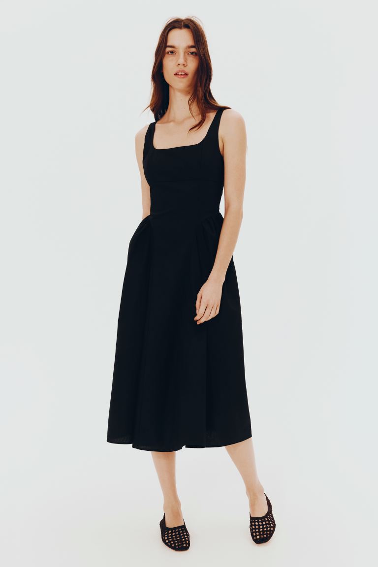 Tie-Back Poplin Dress