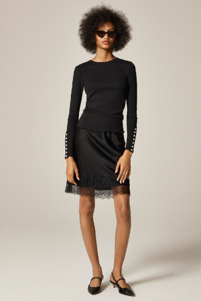 jcrew, Refined Rib Long-Sleeve T-Shirt With Button Cuffs in Stripe