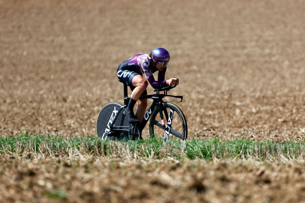 SITTARD WATERSLEY NETHERLANDS SEPTEMBER 03 Alison Jackson of Canada and Team Liv Racing Xstra sprints during the 25th Simac Ladies Tour 2022 Stage 5 a 178km individual time trial stage from Windraak to Sittard Watersley SLT2022 UCIWWT on September 03 2022 in Sittard Watersley Netherlands Photo by Bas CzerwinskiGetty Images