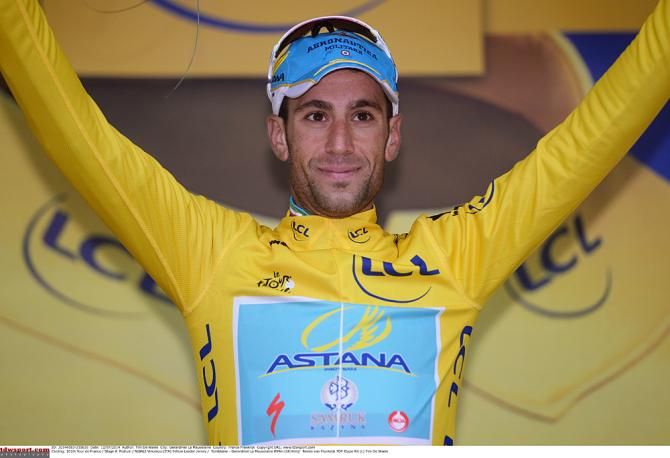 Vincenzo Nibali (Astana) in the yellow jersey at the Tour de France