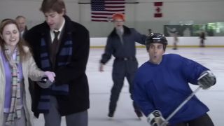 Michael showing off his ice skating skills in The Office