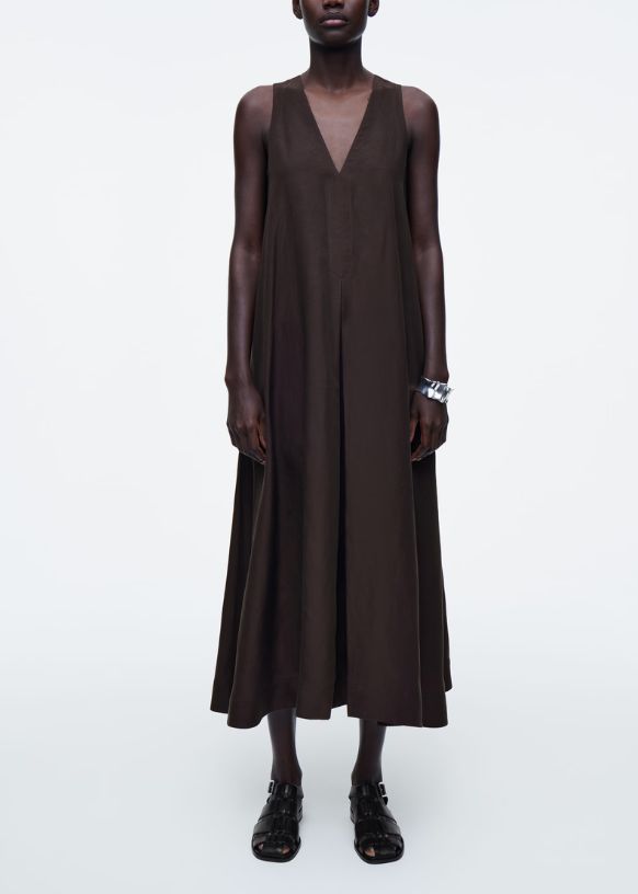 Image of brown linen dress