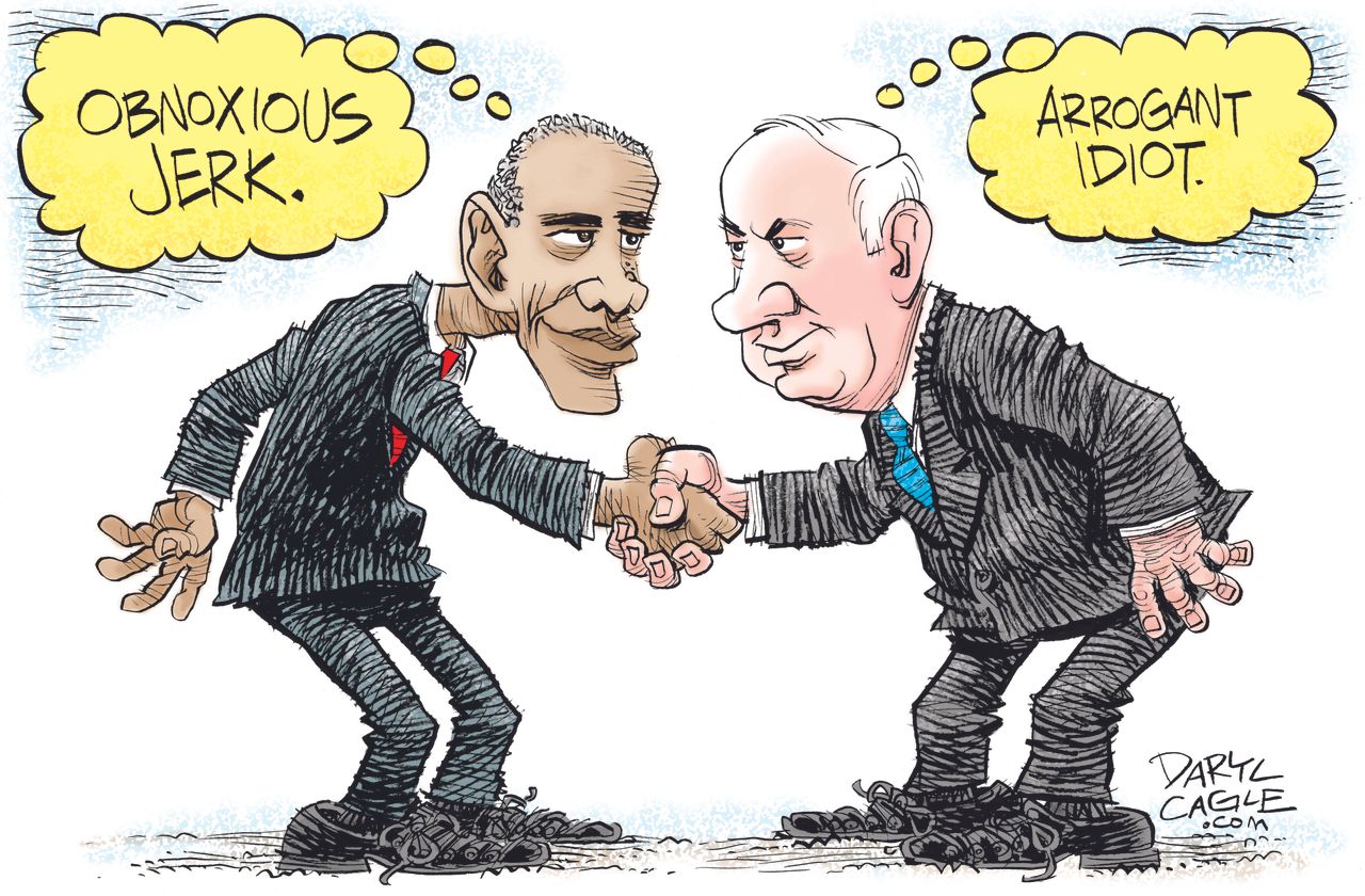 Obama cartoon U.S. Benjamin Netanyahu