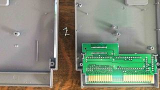 iFixit photography of the inside of an NES cartridge- the actual ROM chip and its contacts don't go very deep into the cartridge.