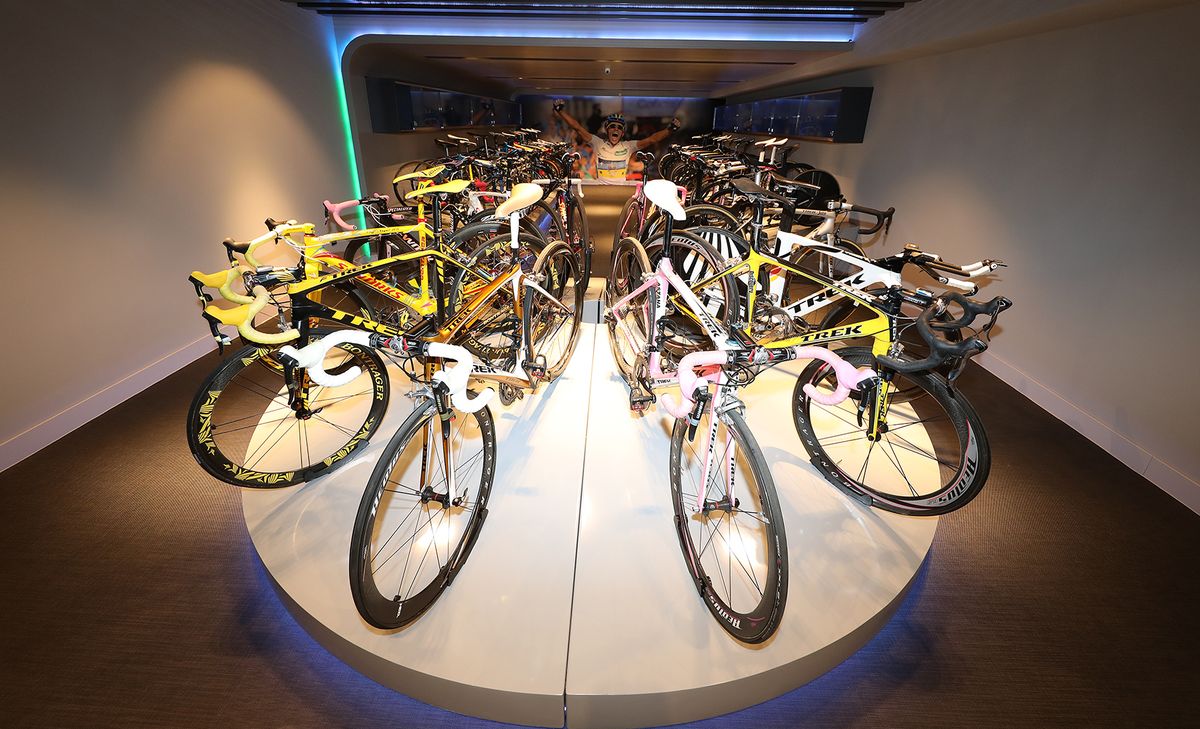 12 bikes are placed on a platform at the end of the room