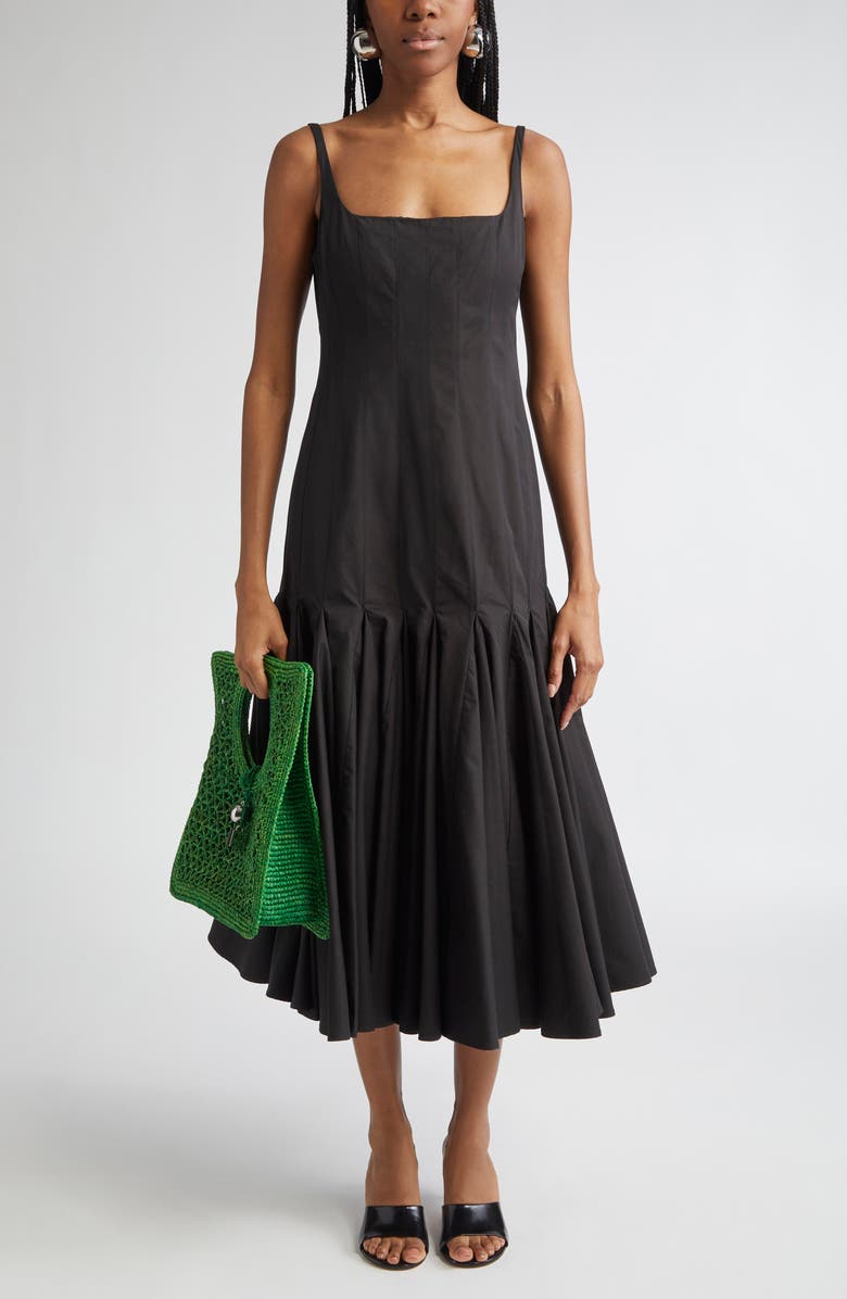 La Robe Agave Drop Waist Cotton Poplin Midi Dress