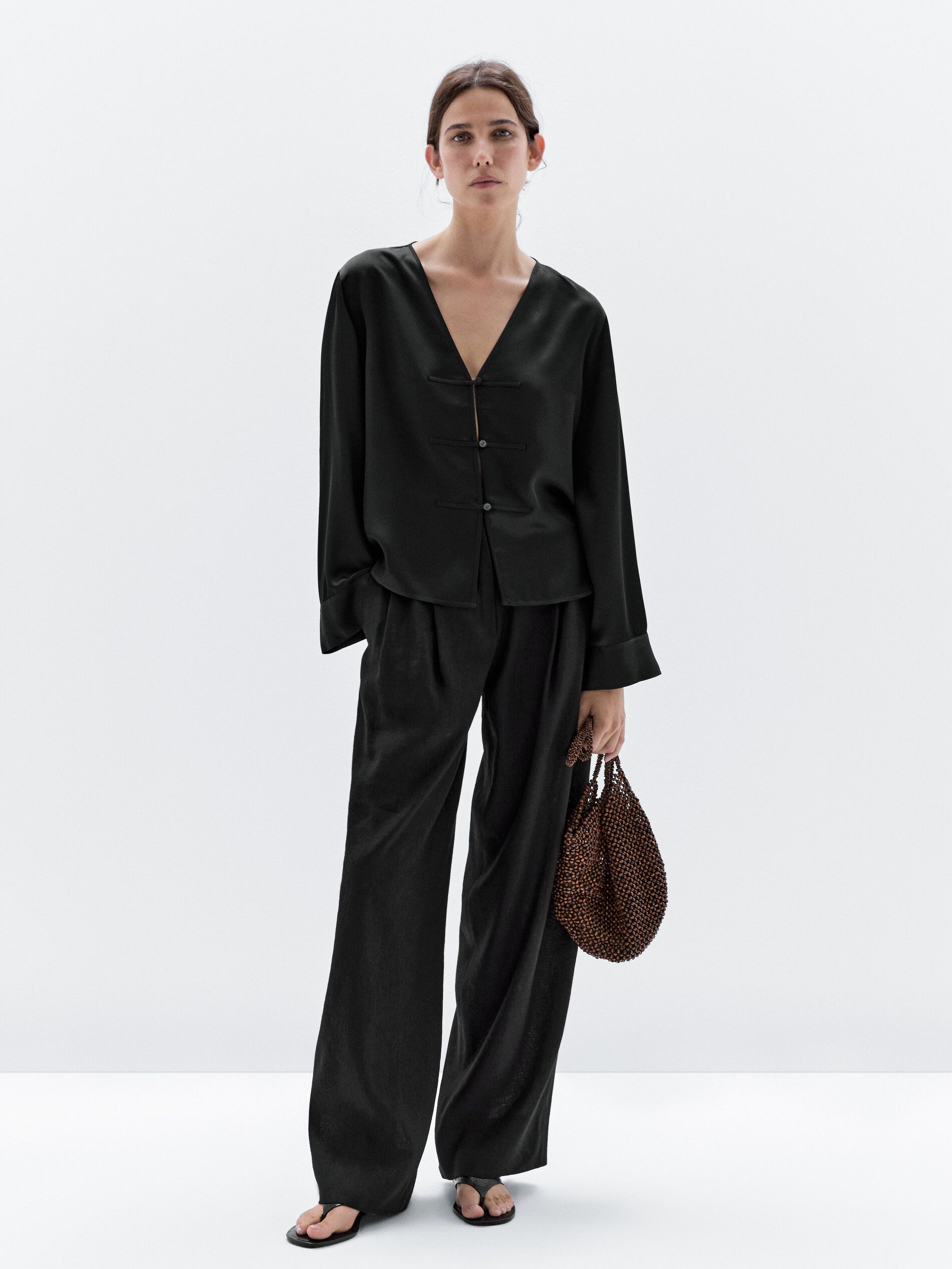 Satin Blouse With Button Detail
