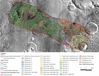 Map of Mars’ Oxia Planum region, one of two finalist landing sites for the 2020 ExoMars rover.