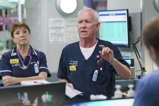 Embargo Date: 05-03-2024 Charlie Fairhead briefs the team in Casualty. 