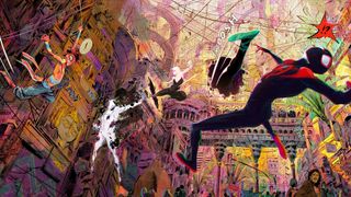 Miles Morales, Gwen Stacy, and Pavitr Prabhakar fight The Spot as different Spider-People