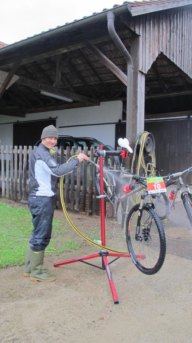 Mike Broderick cleans up after another successful day at the races