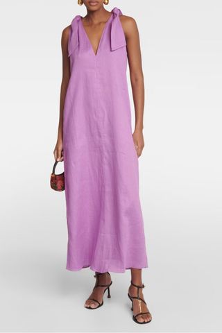 Adriana Degreas, Bow-detail open-back linen maxi dress