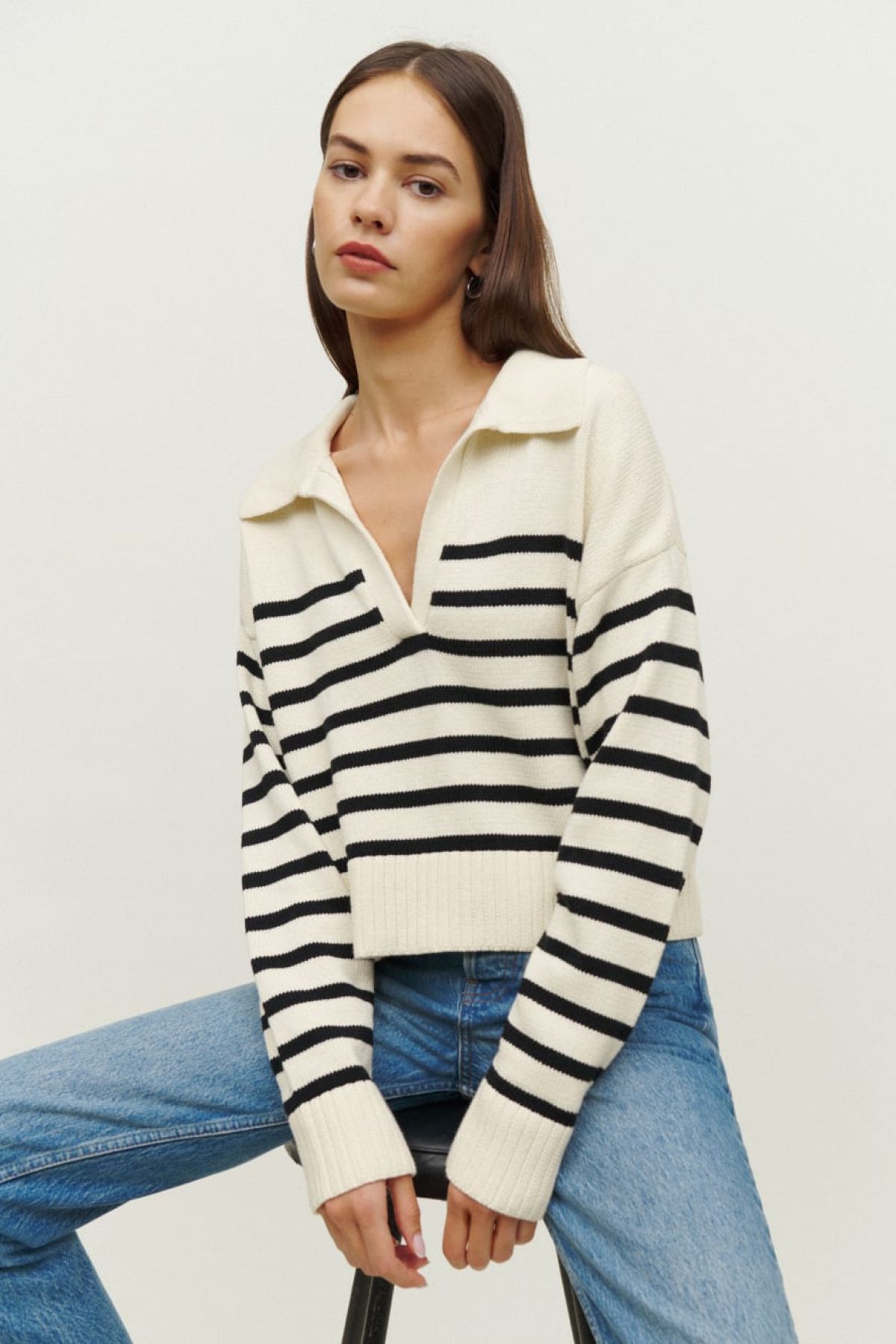 Reformation Francesco Cotton Polo Sweater