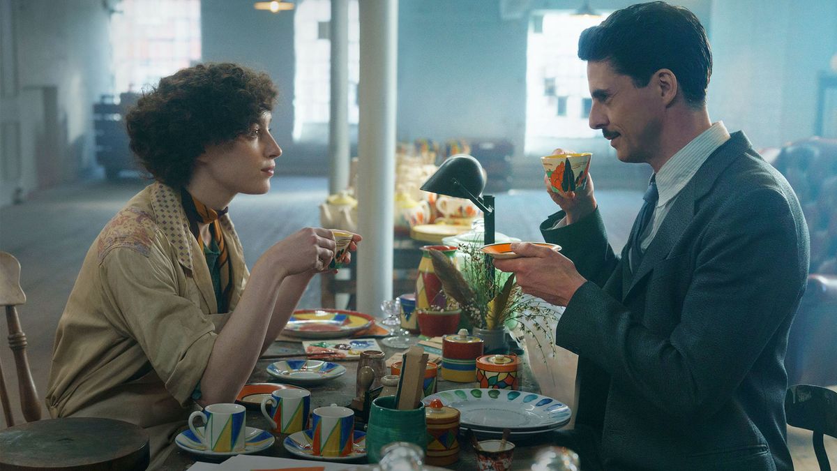 Phoebe Dynevor and Matthew Goode as Clarice and Colley in &#039;The Colour Room&#039;.