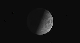 At first quarter, the relative positions of the Earth, sun, and moon cause us to see the moon half illuminated — on the eastern (right-hand) side. First quarter moons rise around noon and set around midnight, so they are visible starting in the afternoon hours. The term quarter moon refers not to its appearance, but the fact that our natural satellite has now completed the first quarter of its orbit around Earth since the last new moon.