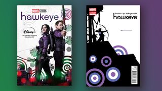 A comparison between the Hawkeye poster and the comic book cover