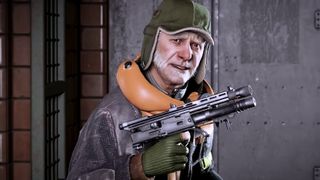 Russell from Half-Life holding a gun