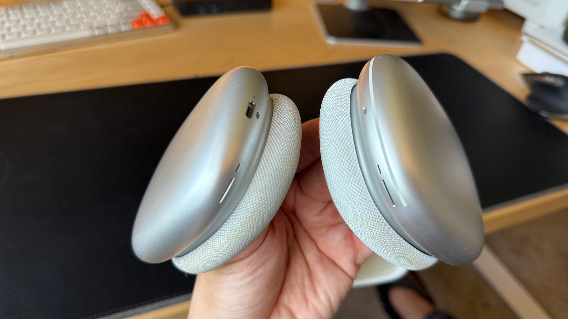 A selection of photos of my silver AirPods Max.
