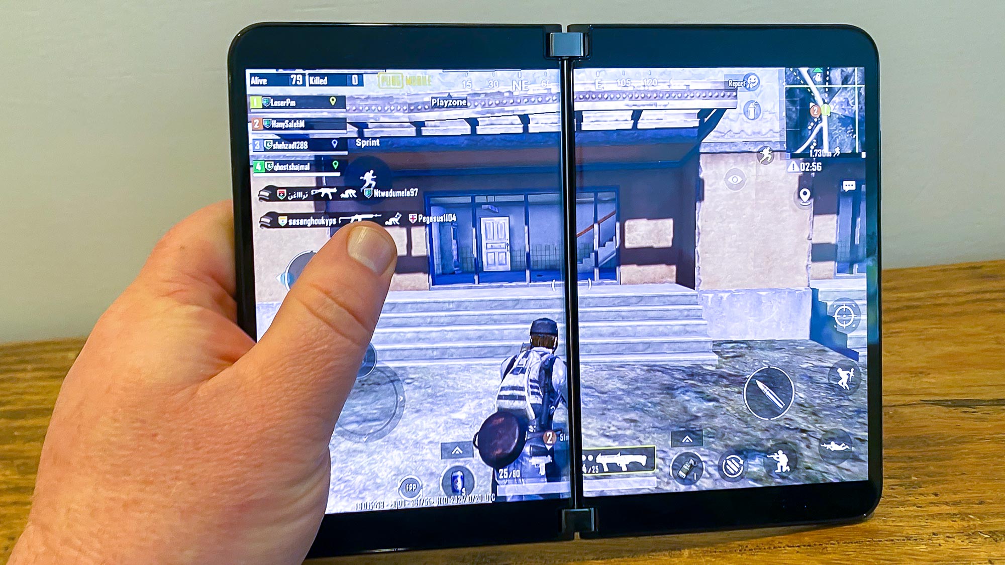 Microsoft surface duo 2 playing Pubg mobile
