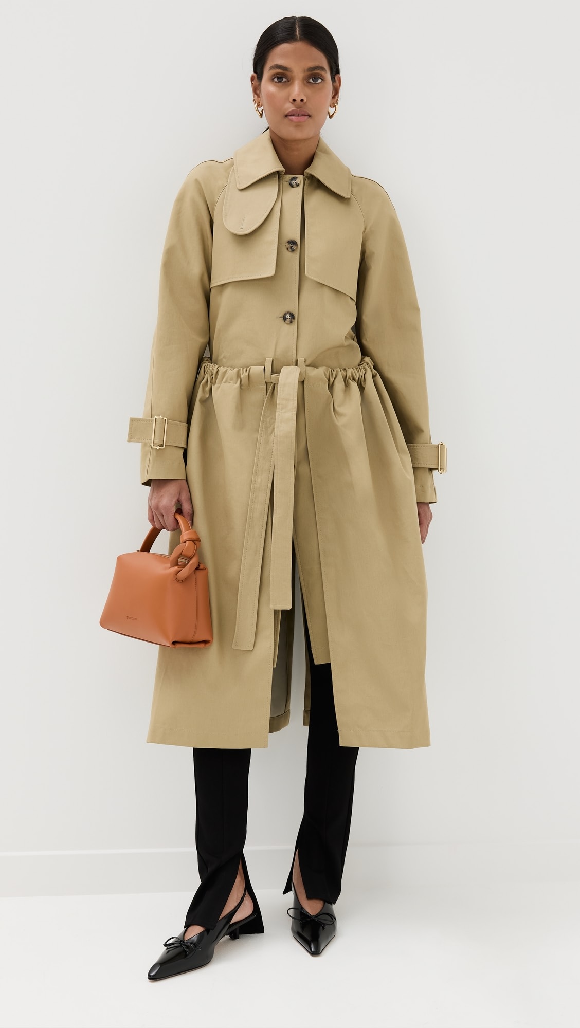 Gathered Waist Trench Coat